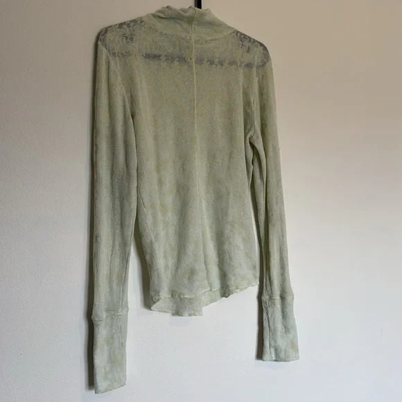 Free People Light Green Lace Long Sleeve Top M - Picture 5 of 6